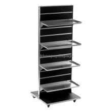 Detachable Double Side Flooring Slatwall Display Rack Shelf Movable Metal Coffee Mug Display Shelf